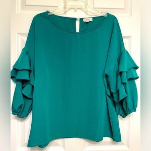 M Umgee Ruffle 3/4 Sleeve Top